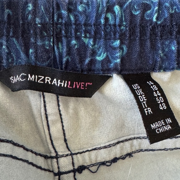 Isaac Mizrahi Live Women's 14 Abstract Floral Pull-On Stretch Pants Blue Jegging - Picture 2 of 12